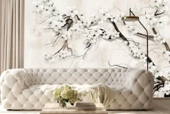 Fototapeta: Kwiat wiśni w 3d na jasnym tle