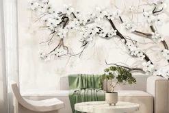 Fototapeta: Kwiat wiśni w 3d na jasnym tle