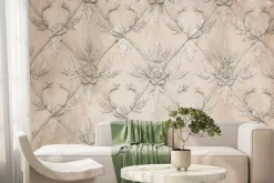 Fototapeta: Kwiatowa sztukateria na betonowym tle