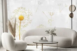 Fototapeta: Kwiaty dmuchawce na betonowym teksturowym tle abstrakcyjny minimalistyczny