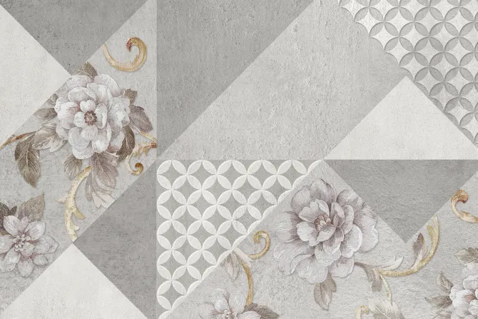 Fototapeta: Kwiaty i geometryczna mozaika