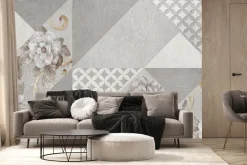 Fototapeta: Kwiaty i geometryczna mozaika