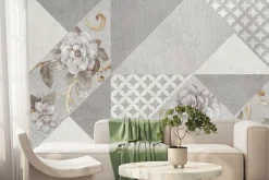 Fototapeta: Kwiaty i geometryczna mozaika