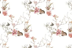 Fototapeta: Kwiaty i motyle na gałązkach w stylu akwareli delikatna ilustracja