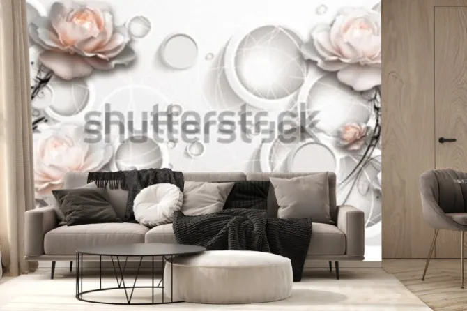 Fototapeta: Kwiaty i pierścienie abstrakcja 3d