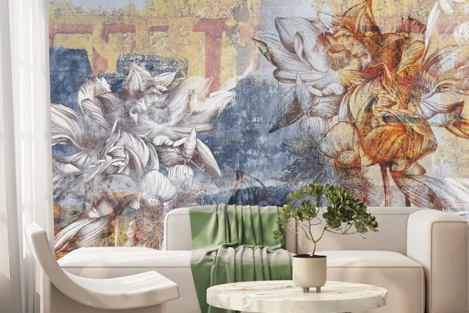 Fototapeta: Kwiaty lilie na abstrakcyjnym tle