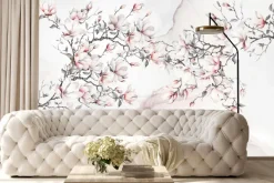 Fototapeta: Kwiaty magnolie na abstrakcyjnym tle marmuru