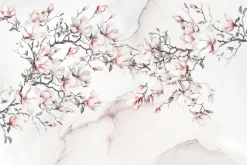 Fototapeta: Kwiaty magnolie na abstrakcyjnym tle marmuru