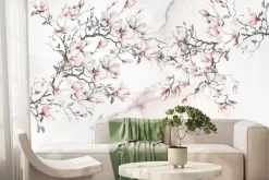 Fototapeta: Kwiaty magnolie na abstrakcyjnym tle marmuru