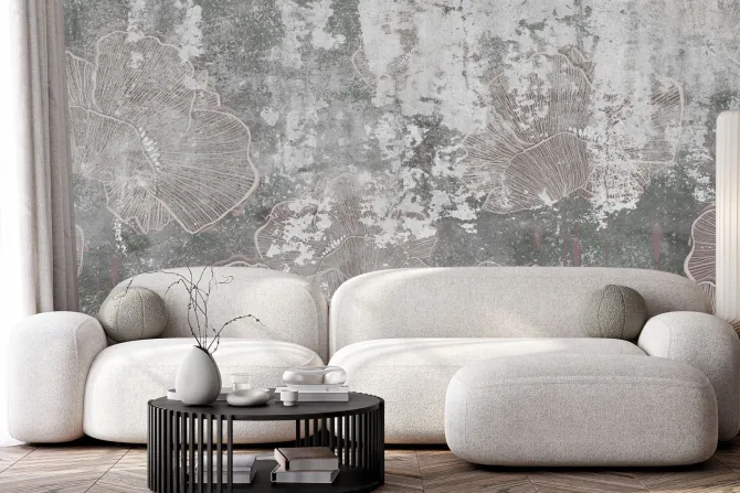 Fototapeta: Kwiaty maki na betonie