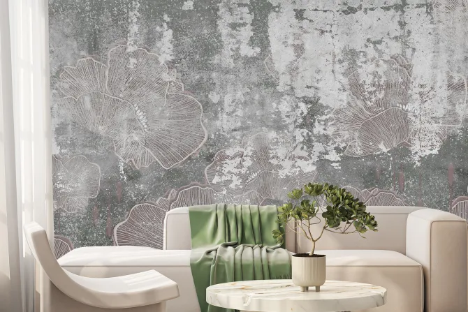 Fototapeta: Kwiaty maki na betonie