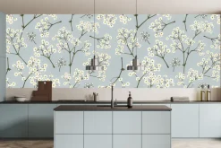 Fototapeta: Kwiaty na błękitnym tle w stylu vintage