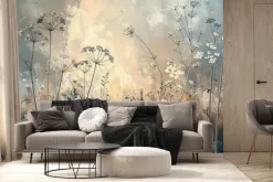 Fototapeta: Kwiaty polne abstrakcyjny wzór na teksturowym tle w naturalnym