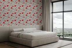 Fototapeta: Kwiaty polne maki chabry i niebieskie motyle naturalny botaniczny