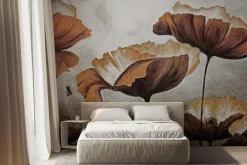 Fototapeta: Kwiaty polne na surowym betonowym tle