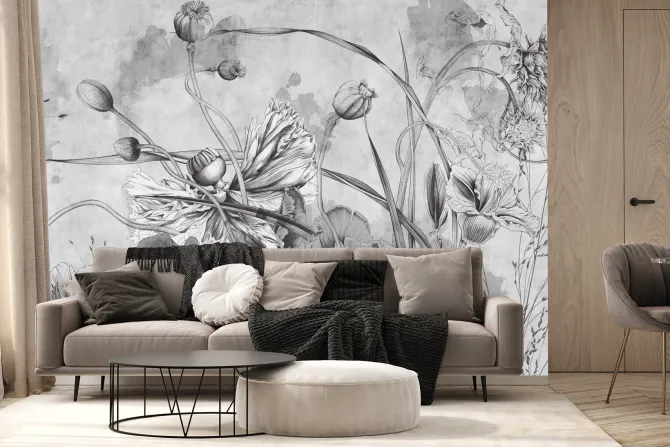 Fototapeta: Kwiaty polne w monochromatycznych barwach