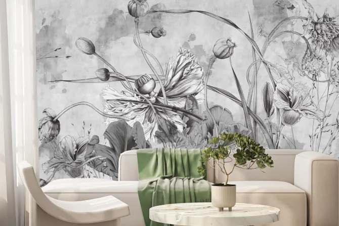 Fototapeta: Kwiaty polne w monochromatycznych barwach