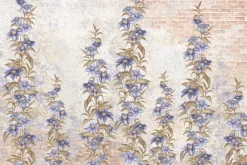 Fototapeta: Kwiaty w odcieniach niebieskiego na ceglanej ścianie