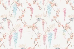 Fototapeta: Kwiaty wiśnie i liście na delikatnym tle