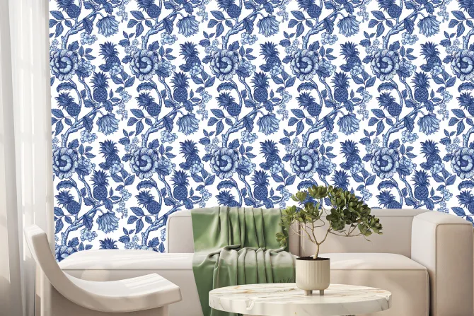 Fototapeta: Kwiaty wśród roślinności z ananasami