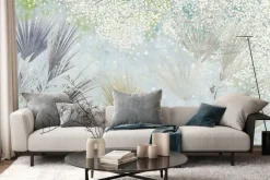 Fototapeta: Kwitnące drzewo i liście palmowe