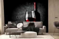 Fototapeta: Lampka czerwonego wina na czarnym tle