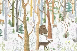 Fototapeta: Las ze zwierzętami i bujną roślinnością