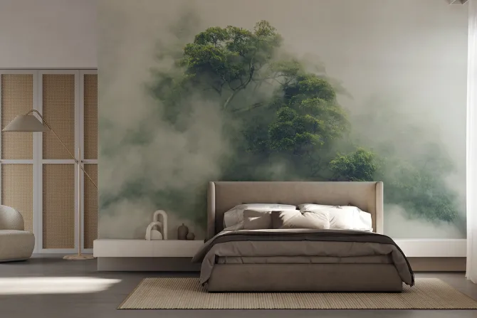 Fototapeta: Lasy tropikalny w gęstej mgle