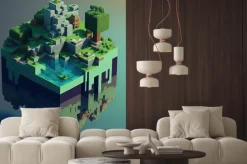 Fototapeta: Latająca wyspa w stylu minecraft 3d