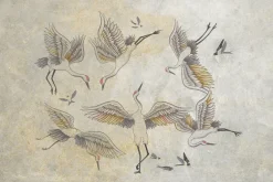 Fototapeta: Latające ptaki żurawie na betonie