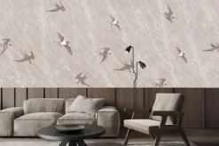 Fototapeta: Latające ptaki na beżowym tle