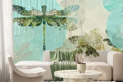 Fototapeta: Latające ważki z akwarelowymi akcentami abstrakcyjny wzór