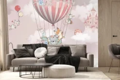 Fototapeta: Latający lis z koalą i zającem w balonie