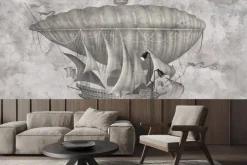 Fototapeta: Latający statek w stylu vintage