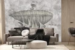 Fototapeta: Latający statek w stylu vintage