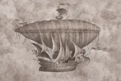 Fototapeta: Latający statek w stylu vintage