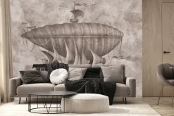 Fototapeta: Latający statek w stylu vintage