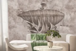 Fototapeta: Latający statek w stylu vintage