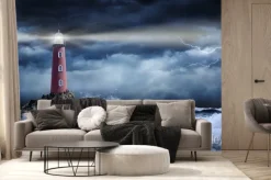 Fototapeta: Latarnia morska podczas burzy z piorunami