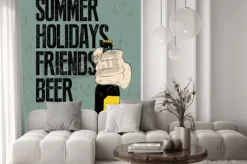 Fototapeta: Lato, wakacje, przyjaciele, piwo. typograficzny plakat retro