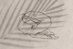 Fototapeta: Leżąca kobieta na tle liścia palmowego