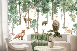 Fototapeta: Leśne zwierzęta niedźwiedź jeleń lis zając sarna i dzik