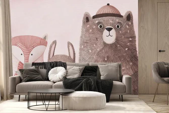 Fototapeta: Leśne zwierzęta w akwarelowym stylu