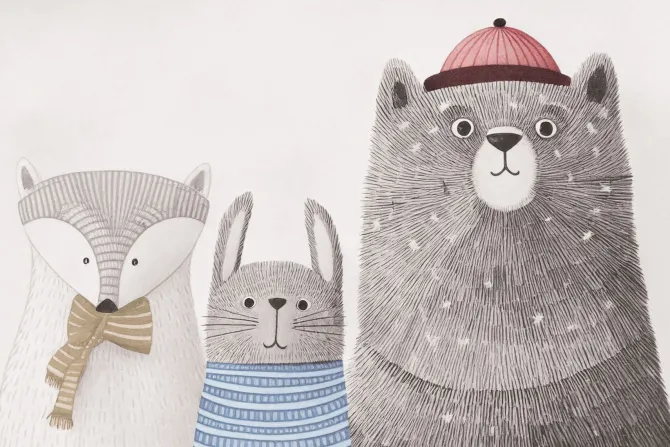 Fototapeta: Leśne zwierzęta w akwarelowym stylu