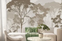 Fototapeta: Leśny krajobraz drzewa w odcieniach brązu