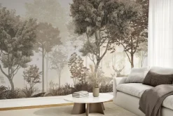 Fototapeta: Leśny motyw vintage z jeleniem i sarną w naturalnym krajobrazie