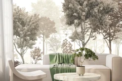 Fototapeta: Leśny motyw vintage z jeleniem i sarną w naturalnym krajobrazie