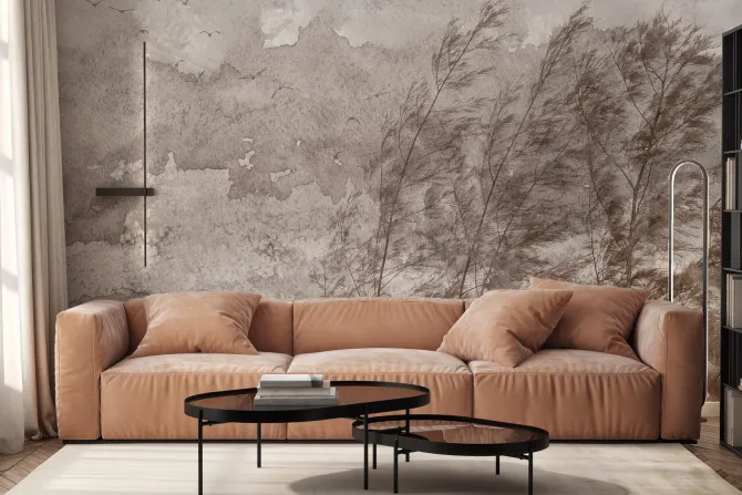 Fototapeta: Liściaste drzewa na wietrze wśród ptaków