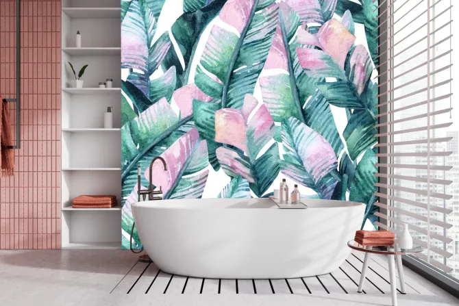 Fototapeta: Liście bananowca w stylu akwareli