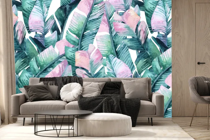 Fototapeta: Liście bananowca w stylu akwareli